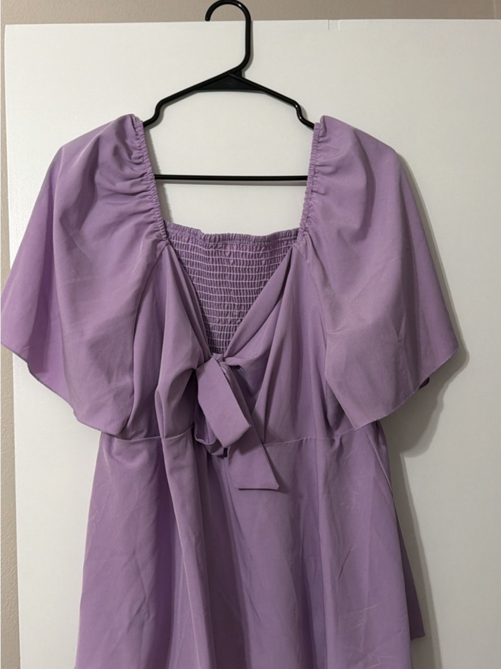 Lavender Tie-Front Flutter Sleeve Top - Women